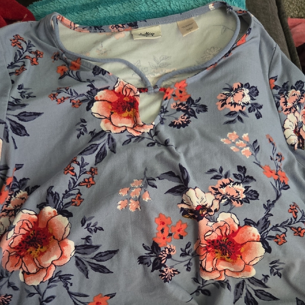 Daytrip Floral Top in Blue and Pink